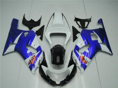 01-03 White Blue Suzuki GSXR 600/750 Motorcycle Fairings