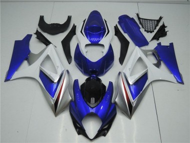 07-08 Blue White Suzuki GSXR 1000 Motorcycle Fairing Kits & Plastic