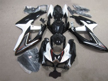 08-10 Black White Suzuki GSXR 600 Motorcycle Fairing