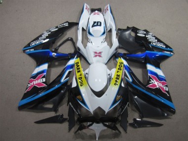 08-10 White Dark Dog 07 Suzuki GSXR 600 Motorcycle Fairings