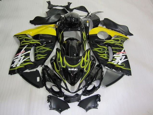 08-19 Black Yellow Flame Suzuki GSXR 1300 Hayabusa Motorcycle Fairings