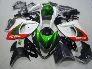 08-19 White Green Makita Suzuki GSXR 1300 Hayabusa Motorcycle Fairings