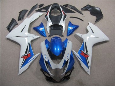 11-21 White Blue Suzuki GSXR 600 Motorcycle Fairings