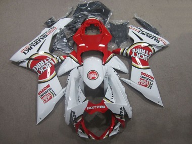 11-21 White Lucky Strike Red Motul Suzuki GSXR 600 Motorcycle Fairings